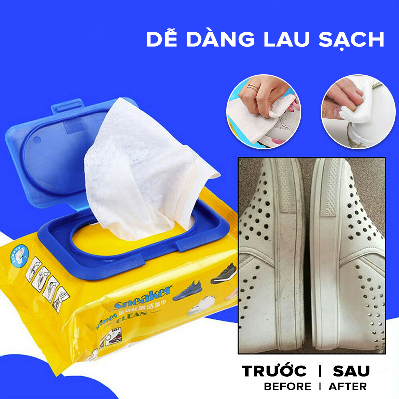 Khăn Giấy Lau Giày Siêu Sạch Hộp 30 Tờ Siêu Hot Không Hoá Chất Làm Hại Da Tay A4733