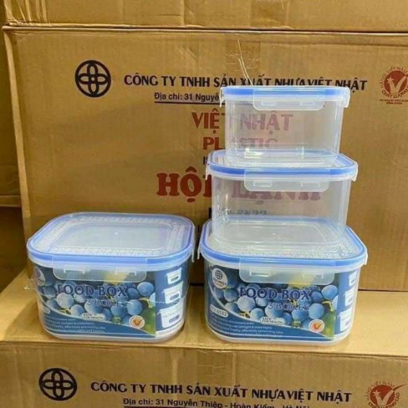 Bộ 3 Hộp Đựng Thực Phẩm (Hình Chữ Nhật) Nhựa Việt Nhật (6532) A1373