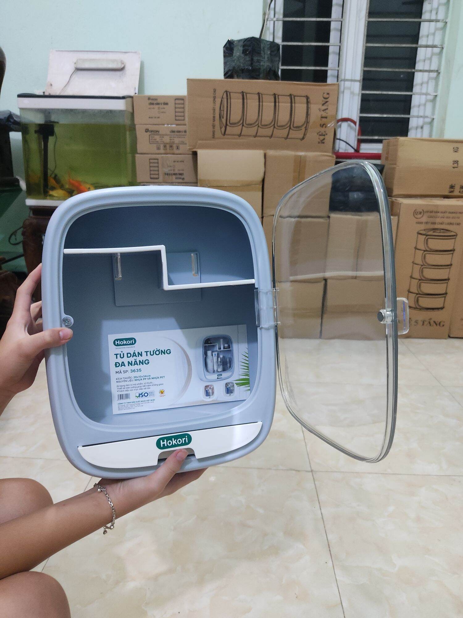 Tủ Kệ Mỹ Phẩm DánTường Hokori, Kệ Nhà Tắm Đựng Dầu Gội Đồ Trang Điểm, Kệ Đựng Đồ Đa Năng (3635) A3962