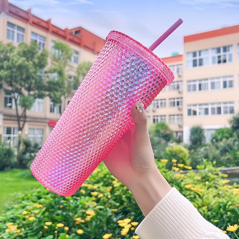 Ly nước Kim Cương Cách nhiệt 2 lớp 710ml chất liệu nhựa PP cao cấp A4761