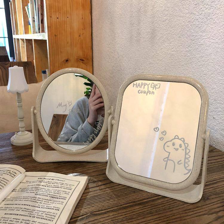 Gương Trang Điểm Hình Tròn Nhựa Lúa Mạch Xoay 360 Độ 2 Mặt Gương A2632