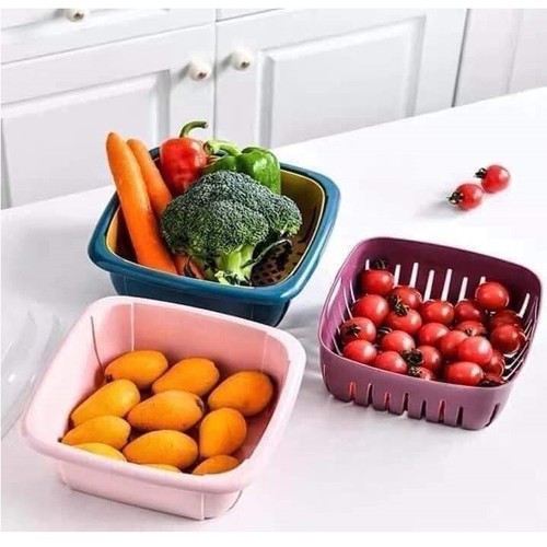 Rổ Nhựa Kèm Chậu Có Nắp Đậy Chống Bụi Tiện Dụng A1762