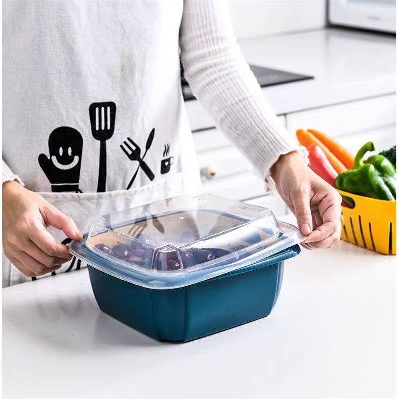 Rổ Nhựa Kèm Chậu Có Nắp Đậy Chống Bụi Tiện Dụng A1762