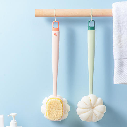 Cây Bông Tắm Chà Lưng 2 Mặt Kèm Bàn Chải cọ da mền mịn đồ dùng nhà tắm A3941