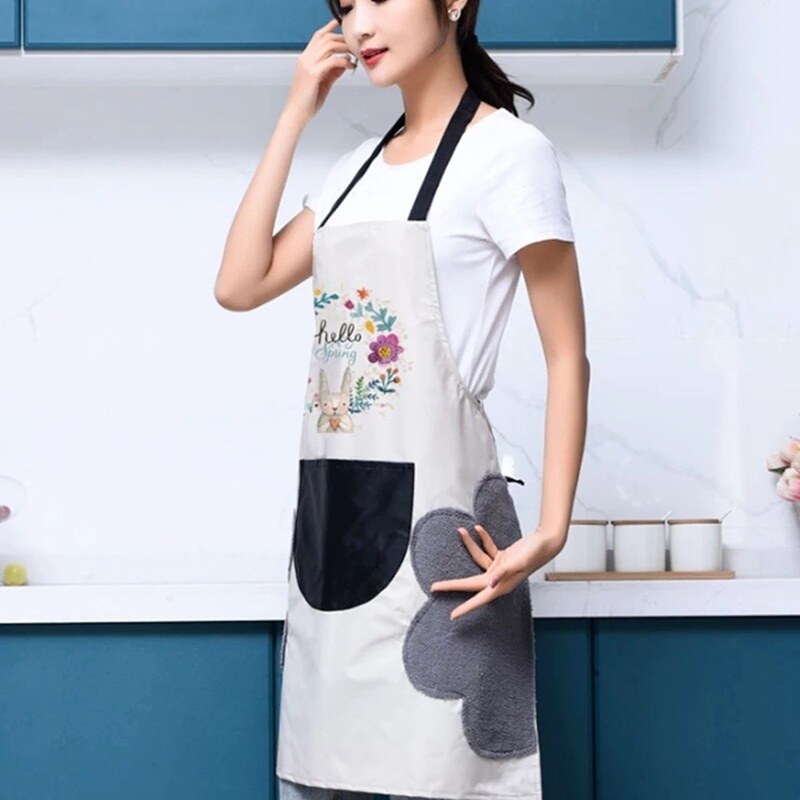 Tạp Dề Hoa Thỏ Có Túi Và Khăn Lau A1543