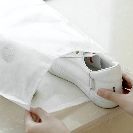 Sét 50 Túi Đựng Giày Đa Năng Vải Không Dệt, Miệng Dây Rút Tiện Lợi (Màu trắng) A2741