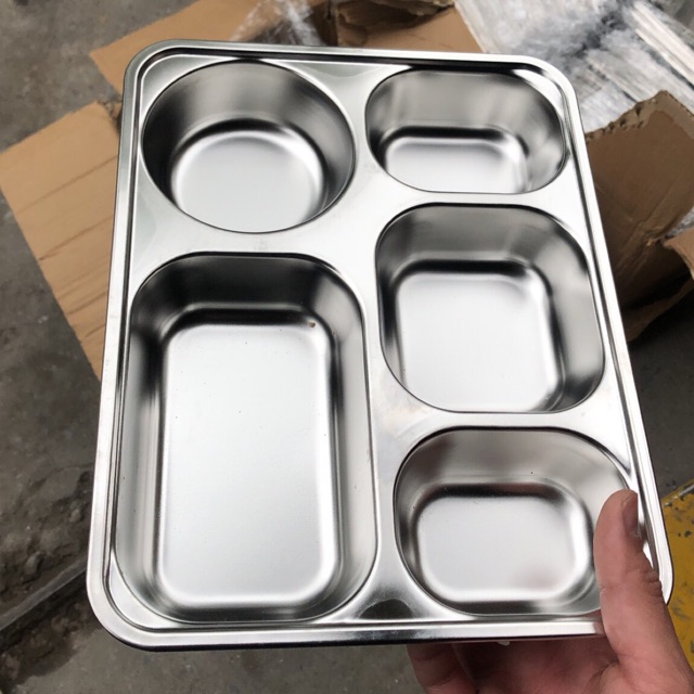 Khay Đựng Cơm Phần Inox 5 Ngăn Chia Cơm Đựng Thức Ăn A2462