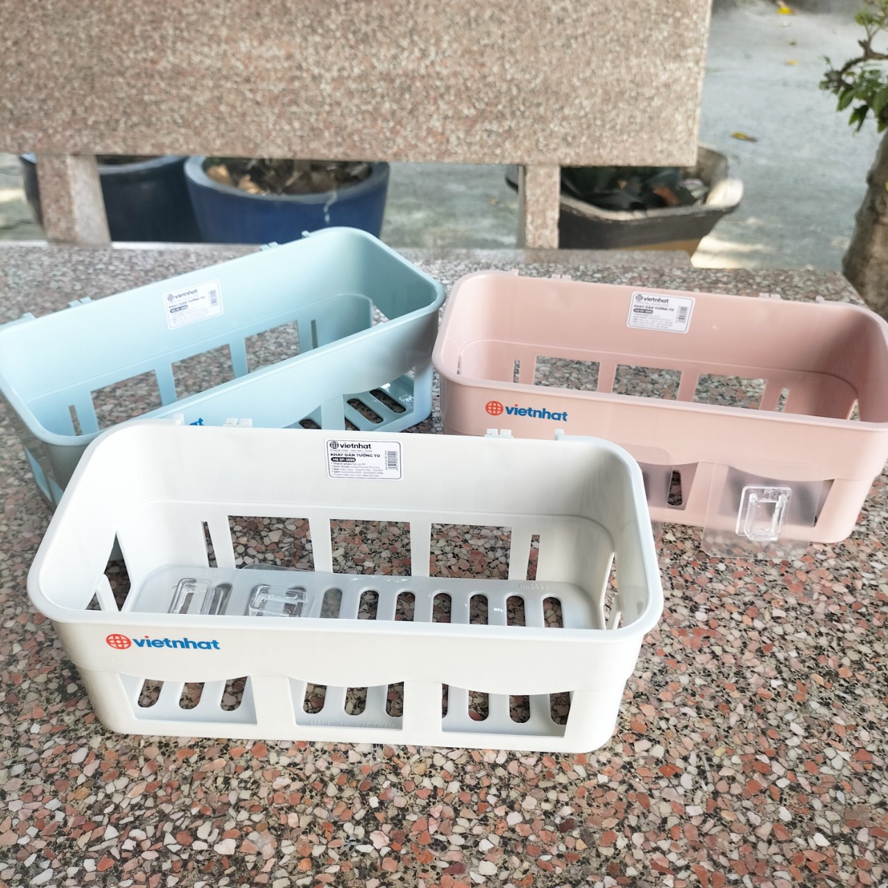 Kệ Chữ Nhật Dán Tường Việt Nhật Đựng Gia Vị Dầu Gội Sữa Tắm (5699) A0732