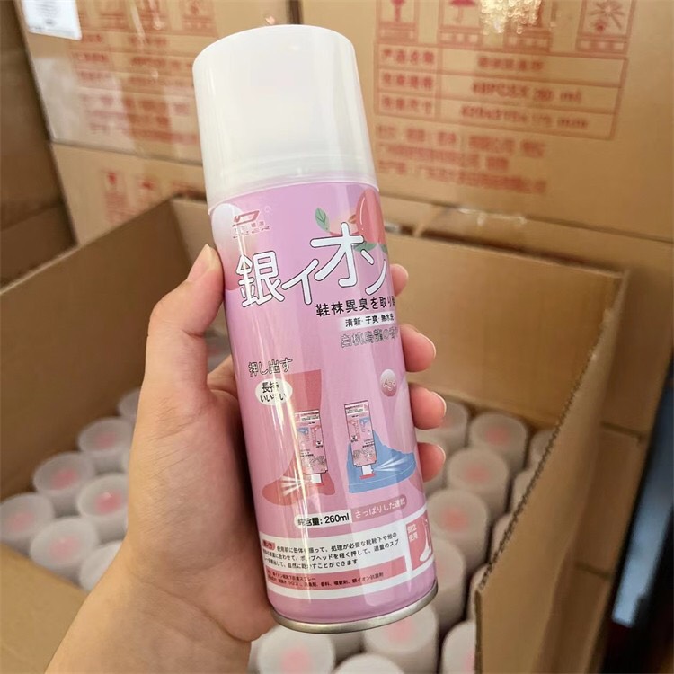 Bình Xịt Khử Mùi Giày 260ml Công Nghệ Bạc AG+, Chống Hôi Chân, Ngăn Mồ Hôi, Diệt Khuẩn, Hiệu Quả Đến 24h/ Hương Đào (Hồng)- A2732