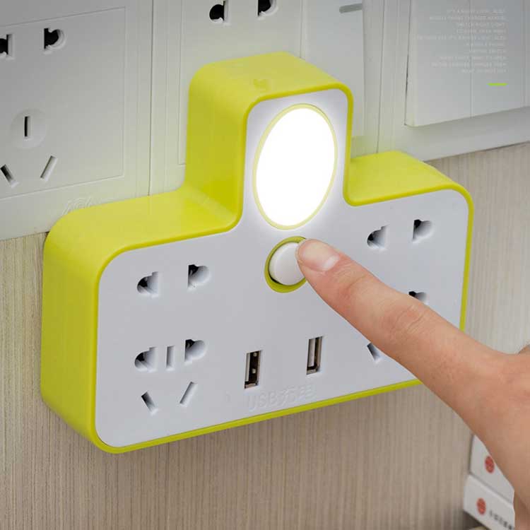 Ổ Cắm Điện Đa Năng Thông Minh Có Cổng USB Kèm Đèn Ngủ Rắc 3 Chân A1361