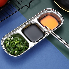 Khay Đựng Gia Vị Nước Chấm Inox 3 Ngăn Siêu Kháng Khuẩn A3532