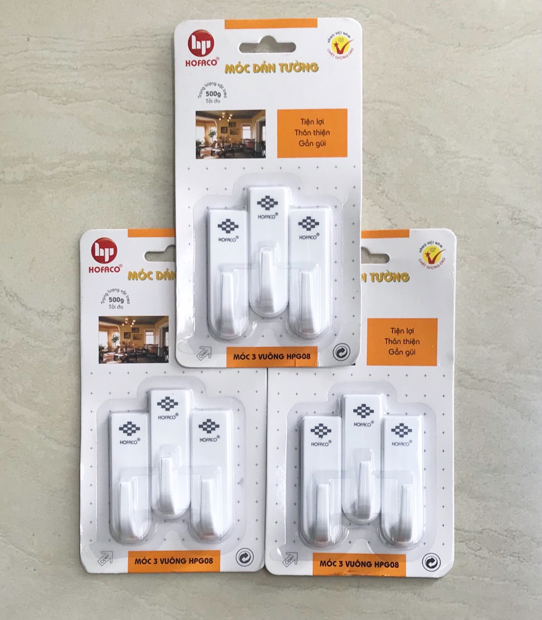 Vỉ 3 Móc Dán Tường Siêu Dính chịu Lực Combo 3 Cái màu trắng A3854