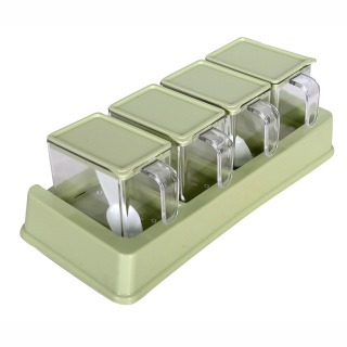 Bộ 4 Lọ Gia Vị Có Thìa Muỗng Nhựa Việt Nhật Hũ Đựng Gia Vị Có Nắp Đậy A5441