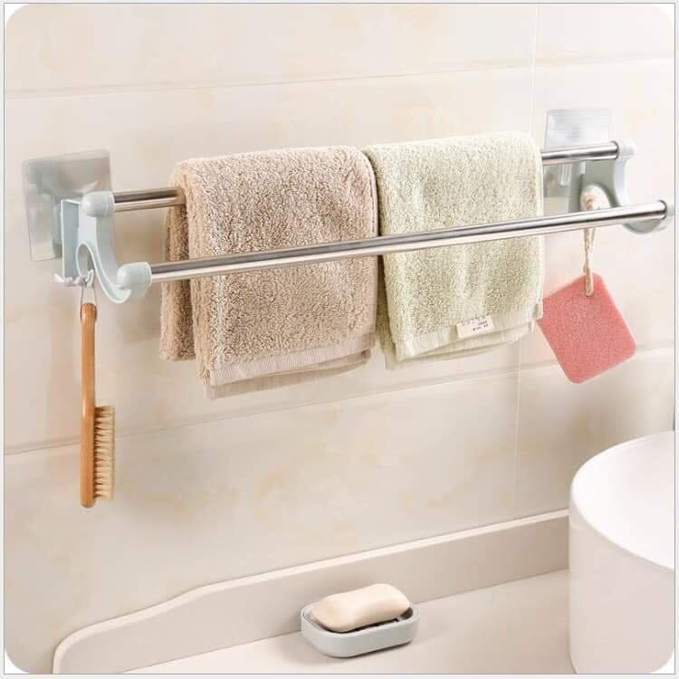 Giá Đôi Treo Khăn Inox Dán Tường Nhà Tắm Không Cần Khoan Vít A3243