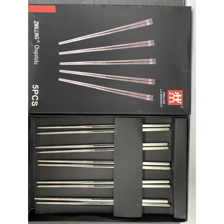Hộp 5 Đôi Đũa Inox 304 Chống Trơn Trượt Cao Cấp Hàn Quốc, Đũa Inox An toàn Vệ Sinh Chống ẩm mốc A2832