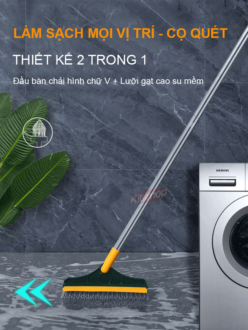 Cây Chà Sàn Nhà Tắm Đa Năng 2 Trong 1, Chổi Cọ Sàn Và Gạt Nước A5322