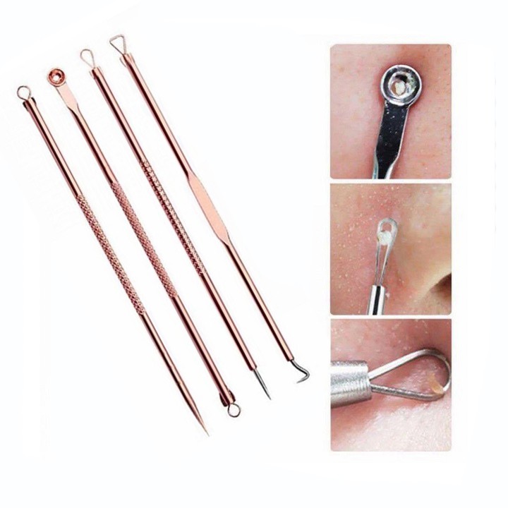 Bộ 4 Cây Nặn mụn 2 Đầu Nặn Mụn Đầu Đen Chuyên Dụng A1021