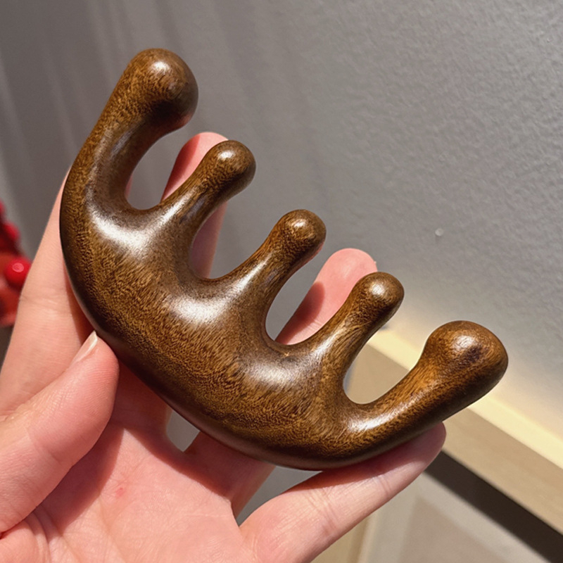Lược Gỗ Đàn Hương Năm Cánh Massage Da Đầu Chống Tĩnh Điện A4822