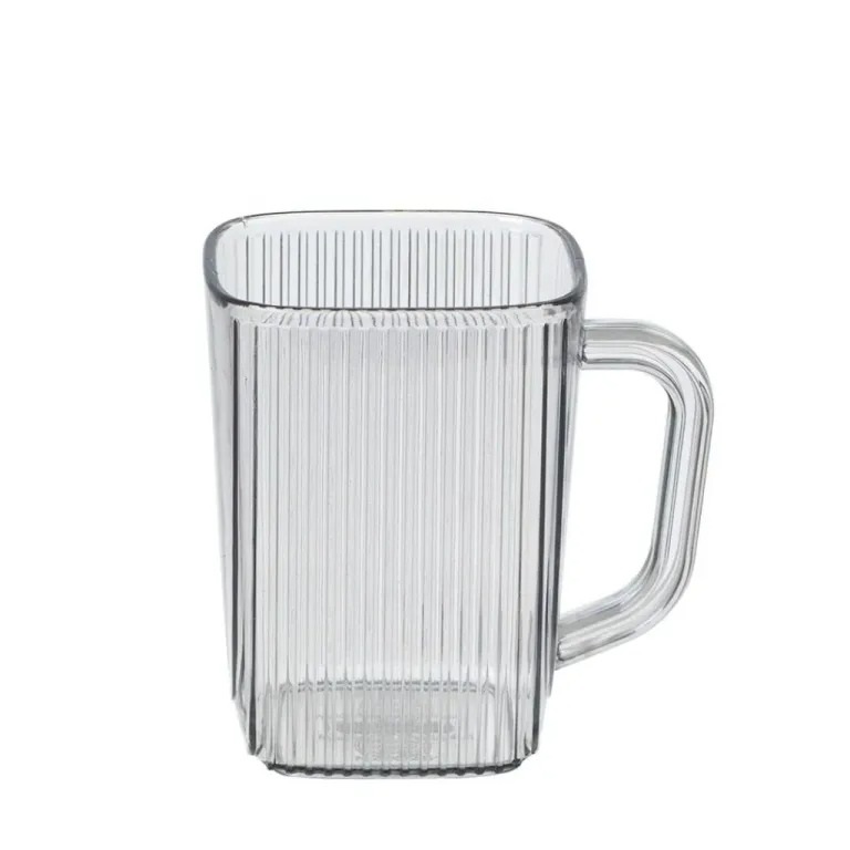 Cốc Nhựa Uống Nước Việt Nhật Dáng Vuông Sọc Tăm Trong Suổt 360ml A1532