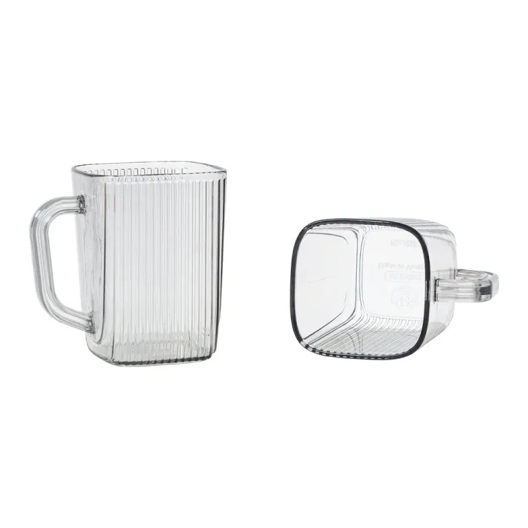 Cốc Nhựa Uống Nước Việt Nhật Dáng Vuông Sọc Tăm Trong Suổt 360ml A1532