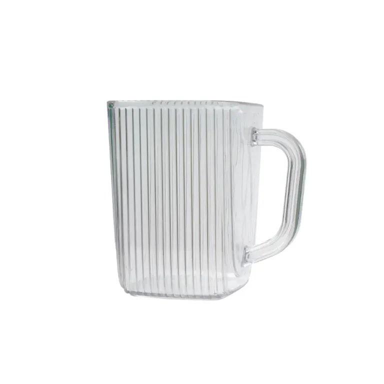 Cốc Nhựa Uống Nước Việt Nhật Dáng Vuông Sọc Tăm Trong Suổt 360ml A1532