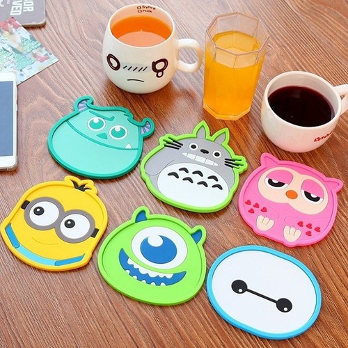 Miếng Lót Ly Hình Thú Silicon nhiều họa tiết hoạt hình dễ thương A3634