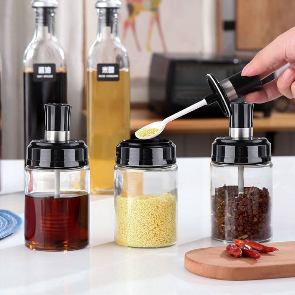 Lọ Đựng Gia Vị Thủy Tinh Hũ Đựng Gia Vị Có Thìa Thông minh K056