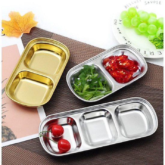 Khay Đựng Gia Vị Nước Chấm Inox 3 Ngăn Siêu Kháng Khuẩn A3532