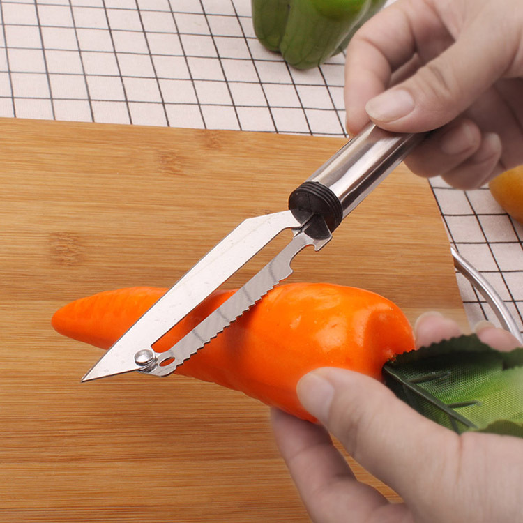 Dao Bào 2 Lưỡi inox 5 Trong 1 Dao Bào Rau Củ Quả Gọt Trái cây A2212