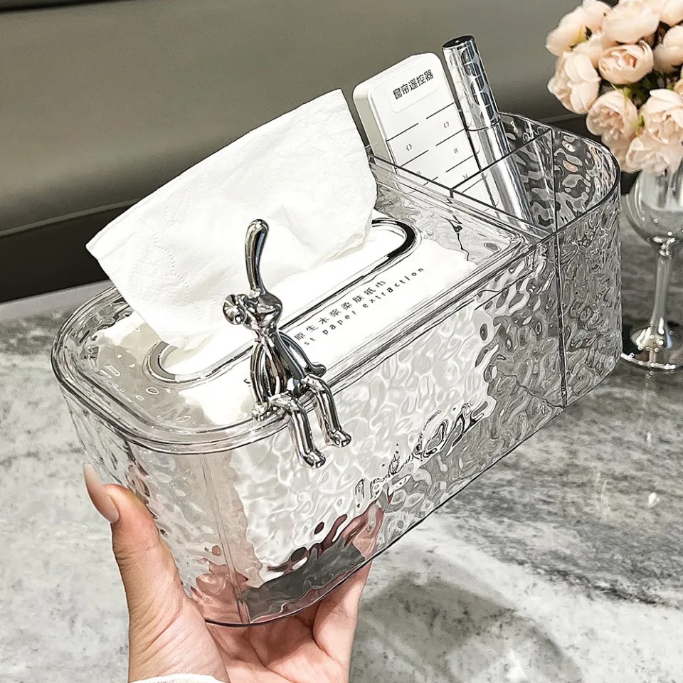 Hộp Đựng Khăn Giấy Ăn Trong Suốt Nhựa Acrylic Họa Tiết Gợn Sóng A1673