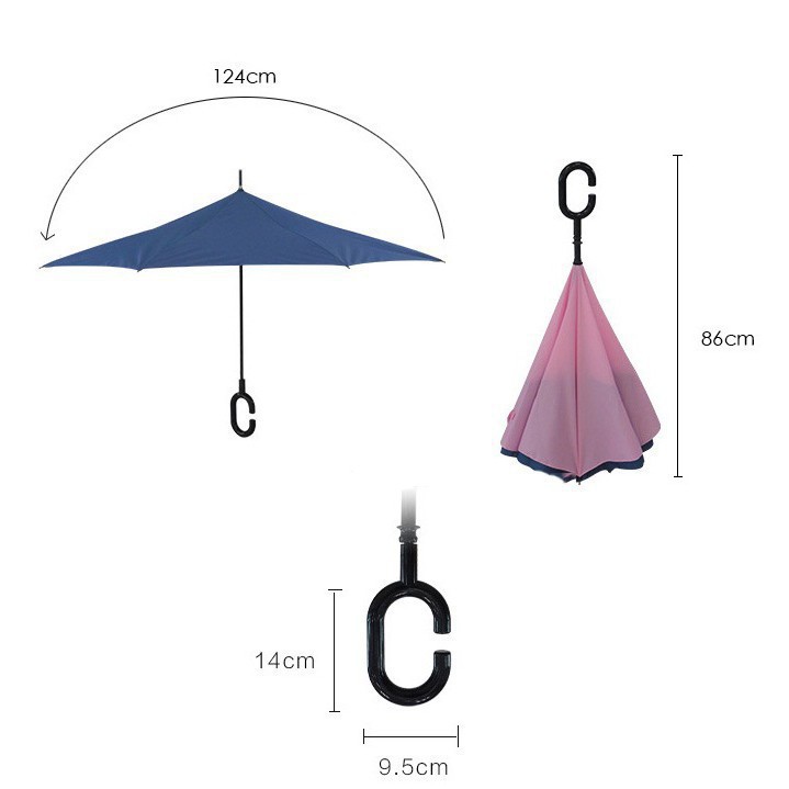 Ô Dù Gấp Ngược Đi Ô Tô Kiểu Nhật Che Nắng Mưa 2 Lớp 110CM A0152