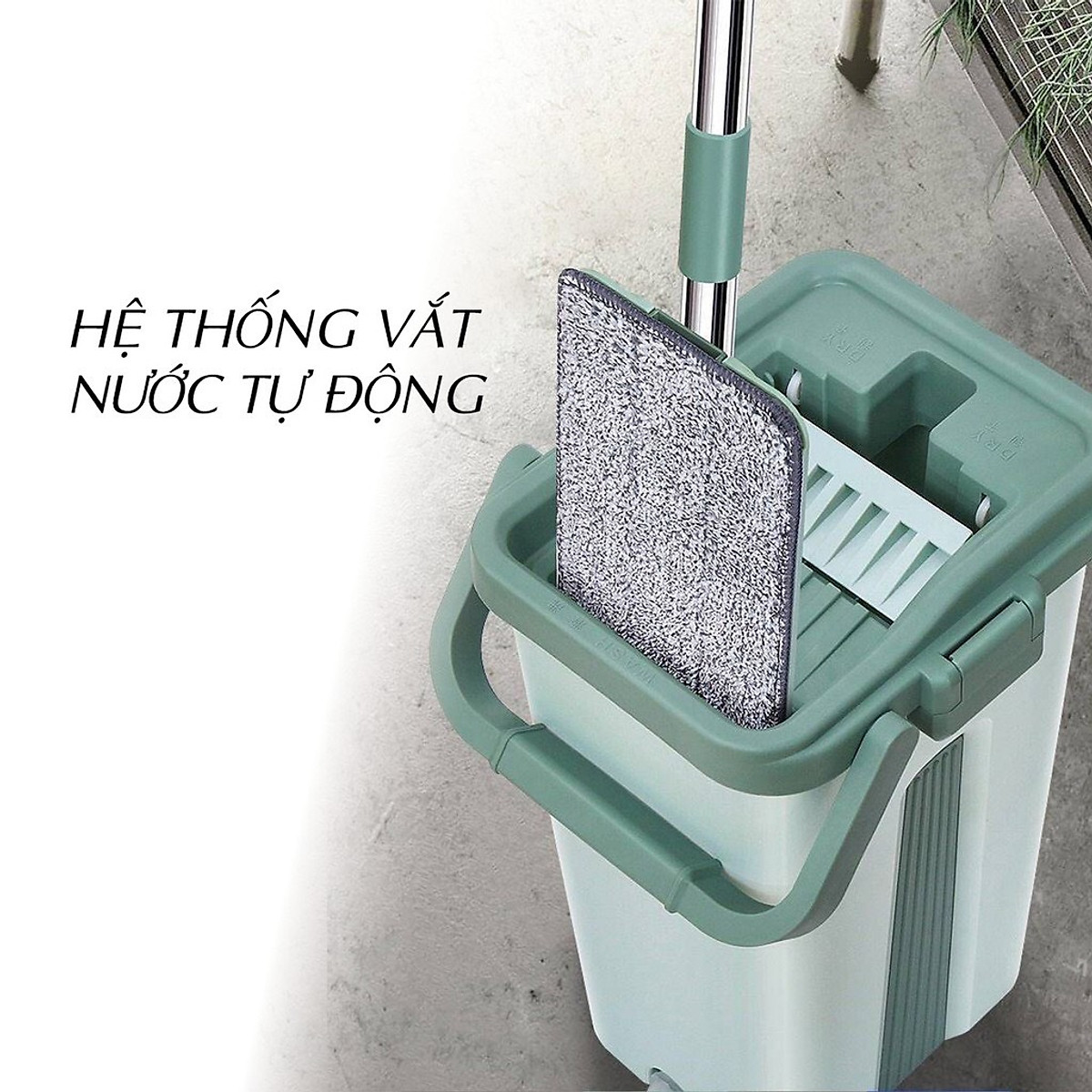 Bộ Cây Lau Nhà Tự Vắt Thông Minh, Cây Lau Nhà Tự Vắt Tiện Lợi Kèm Thùng A2911