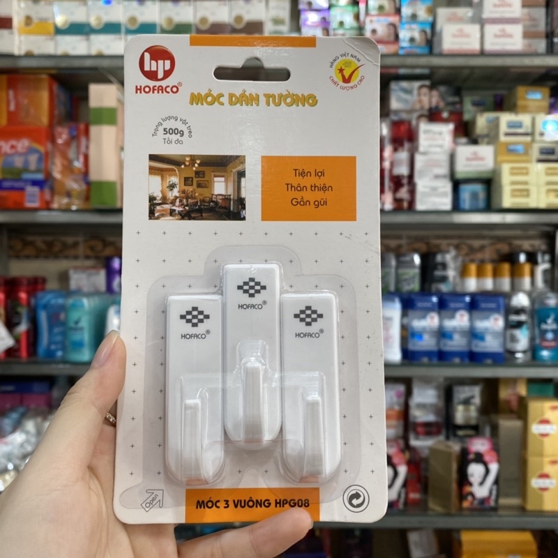 Vỉ 3 Móc Dán Tường Siêu Dính chịu Lực Combo 3 Cái màu trắng A3854