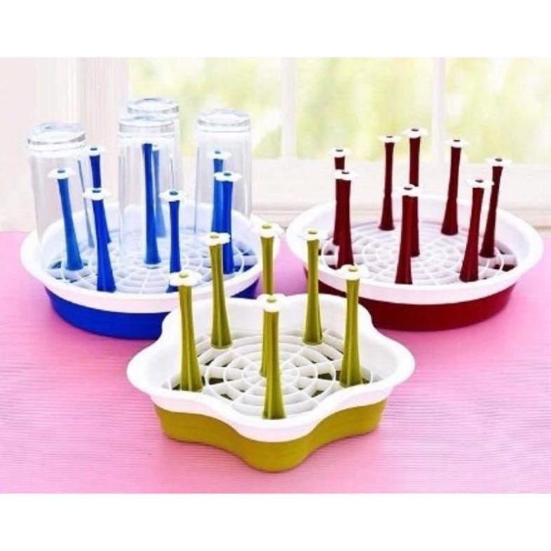 Khay Úp Ly Cốc Việt Nhật 8 Hoa , Giá Úp Bình Sữa, Úp Bình Nước Đa năng (6219) A4652