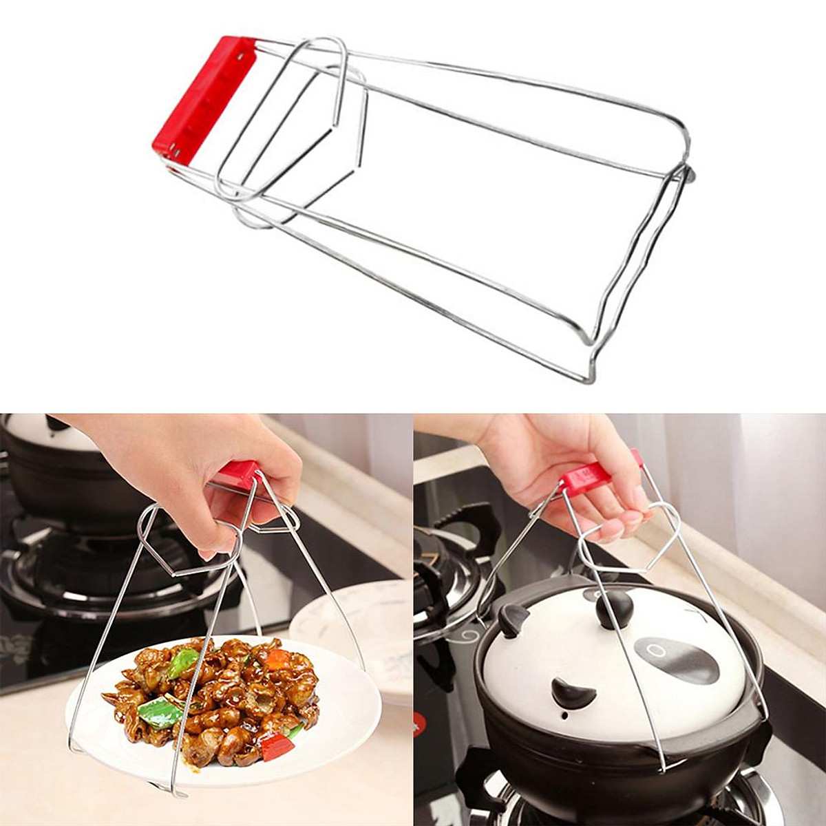 Kẹp Nhấc Nồi Đĩa Tô Inox V2 Gắp Đĩa Tô Nóng Hấp Cách Thủy Mẫu Mới A2021