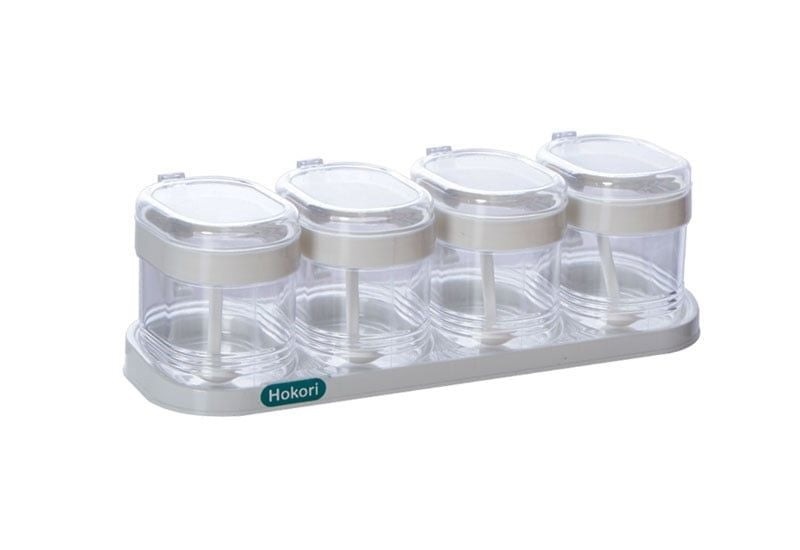 Bộ 4 Lọ Đựng Gia Vị Hokori Cao Cấp Size Lớn, Hũ Đựng Gia Vị Có Thìa Nhựa Trong Suốt Loại Xịn A4561