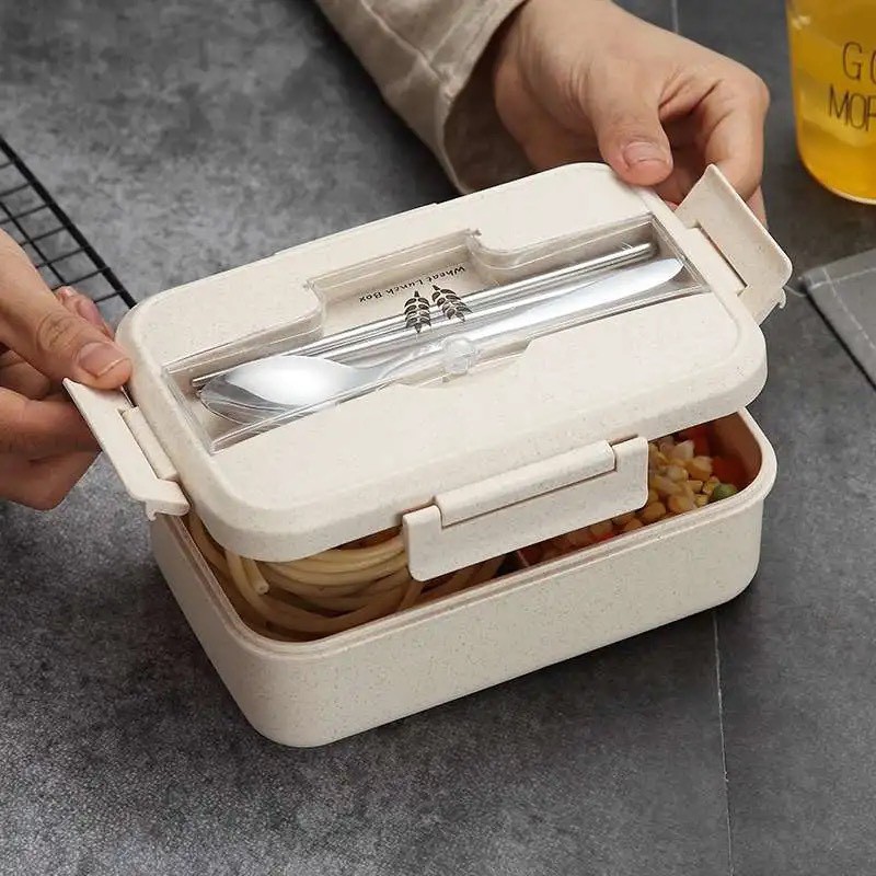 Hộp Đựng Cơm Lúa Mạch Kèm Muỗng Inox Hộp Đựng Cơm Văn Phòng A3213