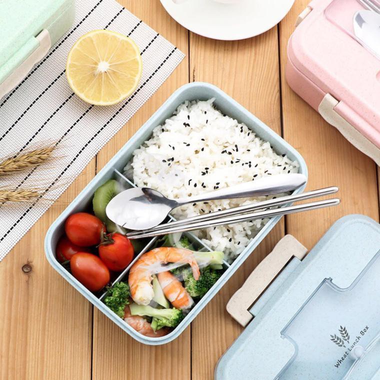 Hộp Đựng Cơm Lúa Mạch Kèm Muỗng Inox Hộp Đựng Cơm Văn Phòng A3213