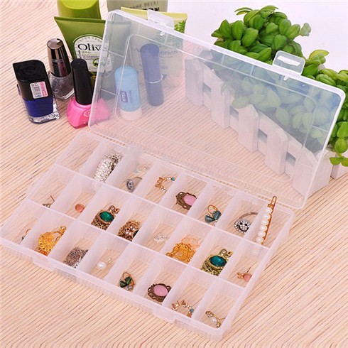 Hộp Đựng Trang Sức 24 Ngăn Mini Trong Suốt Có Thể tháo Ráp Các Ngăn A3231