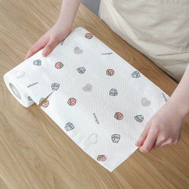 Cuộn Khăn Lau Màu Trắng Họa Tiết 20CM Cuộn khăn lau Vệ Sinh A0811