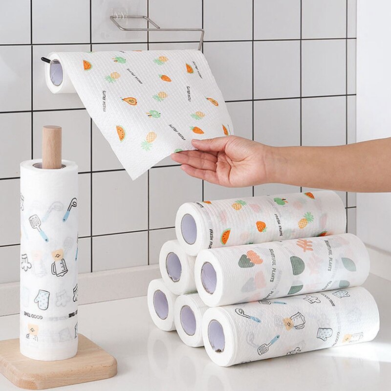 Cuộn Khăn Lau Màu Trắng Họa Tiết 20CM Cuộn khăn lau Vệ Sinh A0811