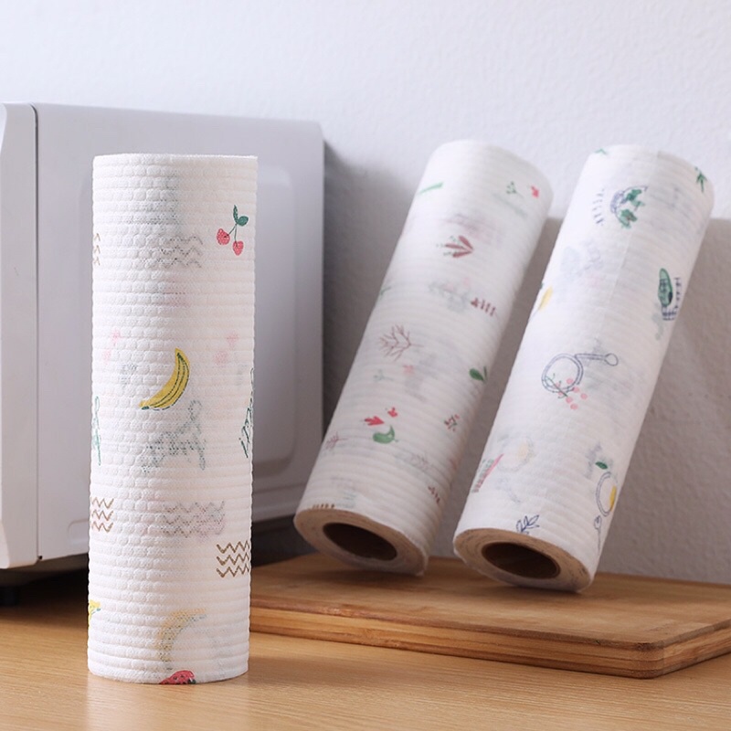 Cuộn Khăn Lau Màu Trắng Họa Tiết 20CM Cuộn khăn lau Vệ Sinh A0811