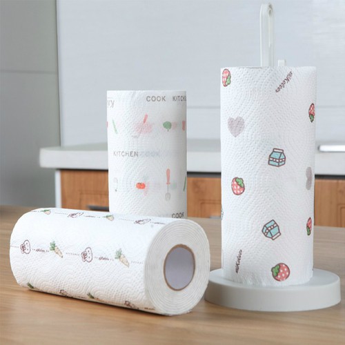 Cuộn Khăn Lau Màu Trắng Họa Tiết 20CM Cuộn khăn lau Vệ Sinh A0811