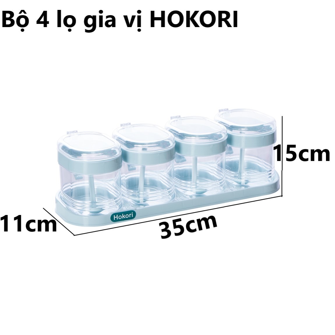 Bộ 4 Lọ Đựng Gia Vị Hokori Cao Cấp Size Lớn, Hũ Đựng Gia Vị Có Thìa Nhựa Trong Suốt Loại Xịn A4561