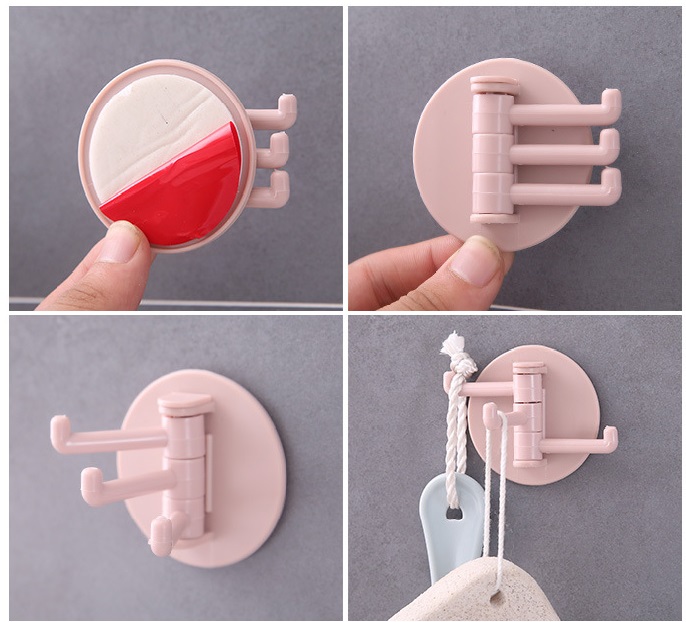 Móc Dán Tường 3 MÓC Treo Quần Áo Treo Tường Xoay 180 Độ A1025