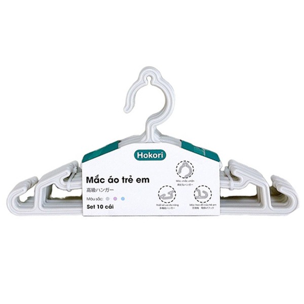 Sét 10 Móc Nhựa Treo Quần Áo Trẻ Em Hokori (2830) Mắc áo em bé A1441