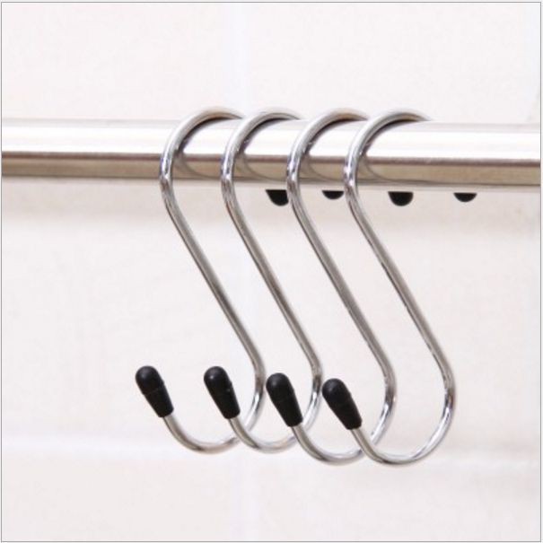 Móc chữ S inox304 cao cấp cho giá treo tường nhà bếp China E07014 11 Vỉ 4 Móc Treo Quần Áo Treo Tường Inox Hình Chữ S Đa Năng A1831