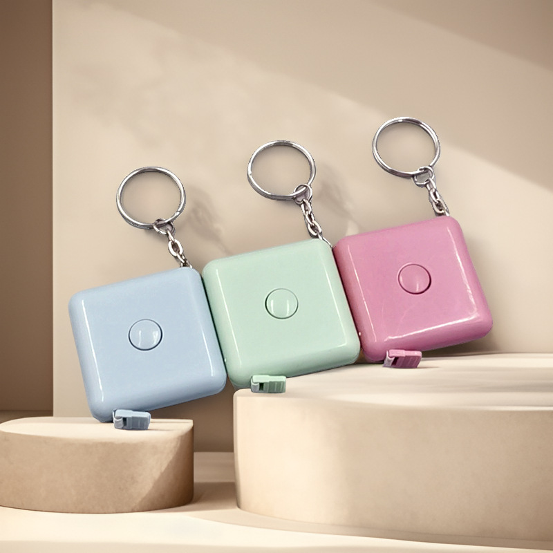 Thước dây vuông đo eo đo quần áo mini 1,5m hình vuông có móc khóa, thước đo chiều cao cơ thể L0644