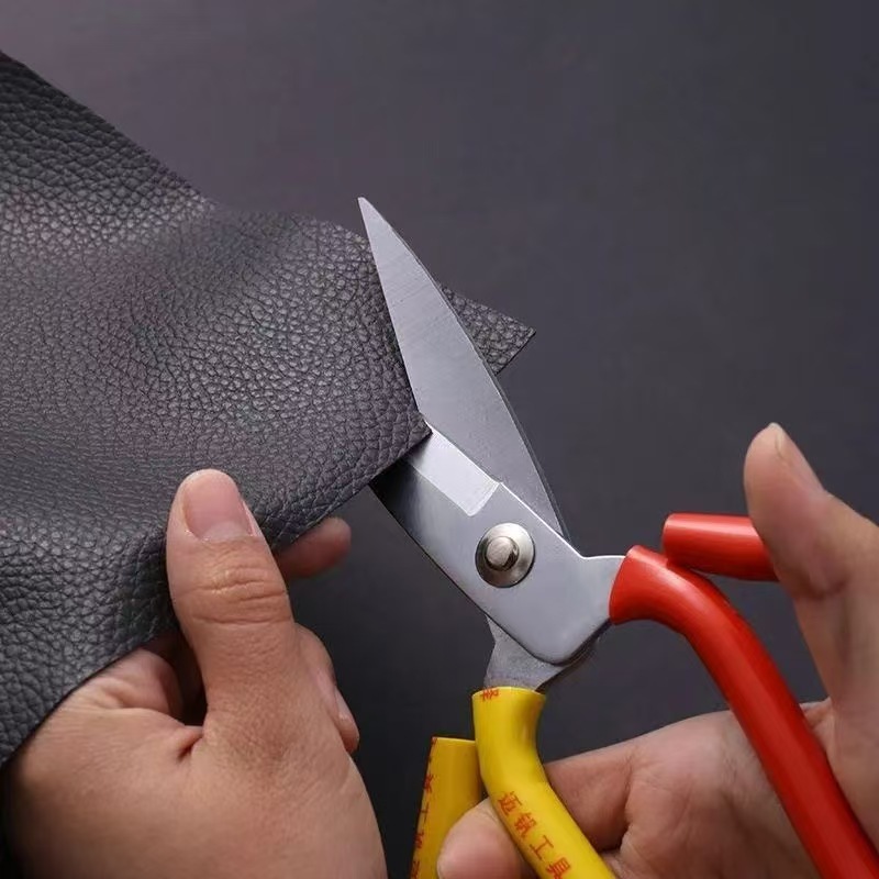 Kéo thép không gỉ hai màu Vàng đỏ cho nhà bếp gia đình kéo cắt vải cắt giấy đóng gói cắt băng keo A2412