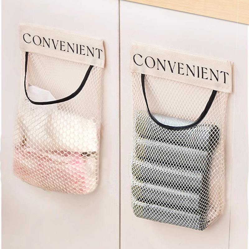 Túi lưới đựng đồ dán tường nhà bếp Velcro túi lưu trữ đựng đồ lót túi treo tất vớ cửa tủ quần áo A1861